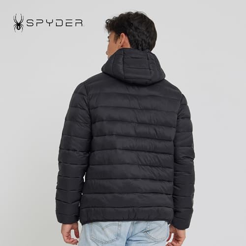 Spyder Packable Puffer Jacket Men with Hood, Lightweight Winter Jackets for Men