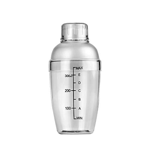 1Pc Plastic Cocktail Shaker with Scale and Strainer Top, Clear Plastic Cocktail Shaker Bottle Wine Mixer Bottle Cocktail T...