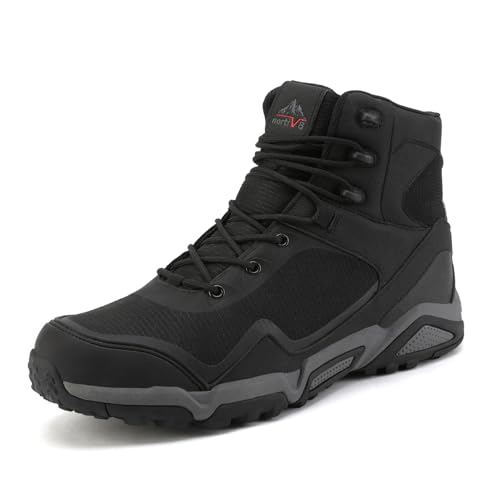 NORTIV 8 Men's Mid Waterproof Hiking Boots Outdoor Lightweight Trekking Mountaineering Camping Shoes,Size 9.5,All Black,JS...