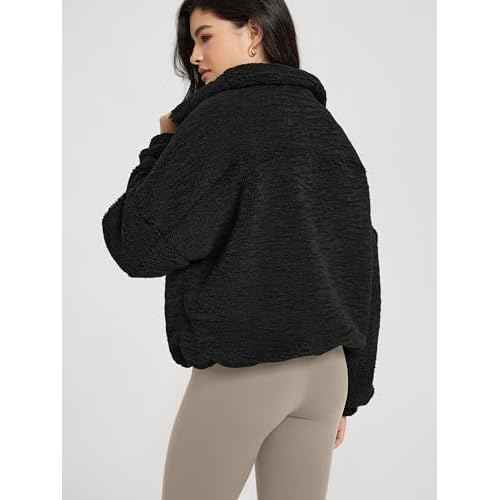ODODOS Women's Sherpa Fleece Half-Zip Pullover - Cozy Warm Long Sleeve Sweatshirt Cinchable Outerwear with Pockets
