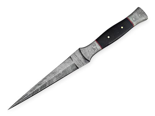 Generic Handmade Damascus Hunting Knife with sheath - Fixed Blade Hunting Knives for Men - Handmade Damascus Double Edge D...