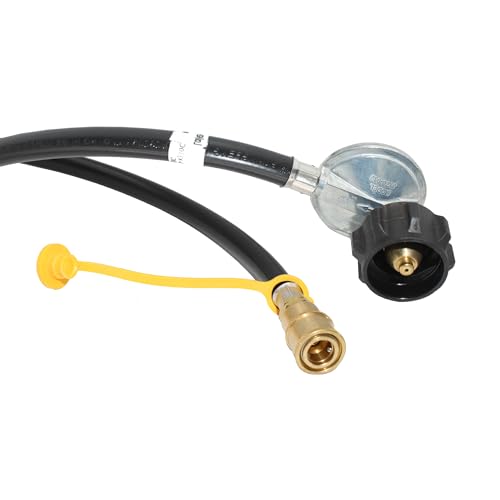Flame King 90 Degree Low-Pressure Propane Gas Regulator Hose with Quick Connect for RVs, Grills, Heaters, Burners, 6 Feet...