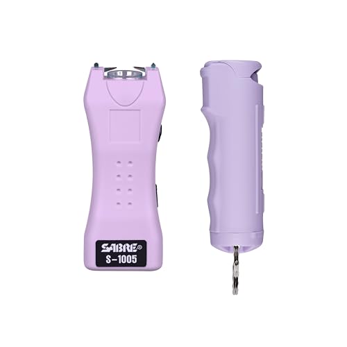 SABRE Pepper Spray & 2-in-1 Stun Gun with Flashlight, Self Defense Kit, Fast Flip Top Safety, Finger Grip for Better & Fas...