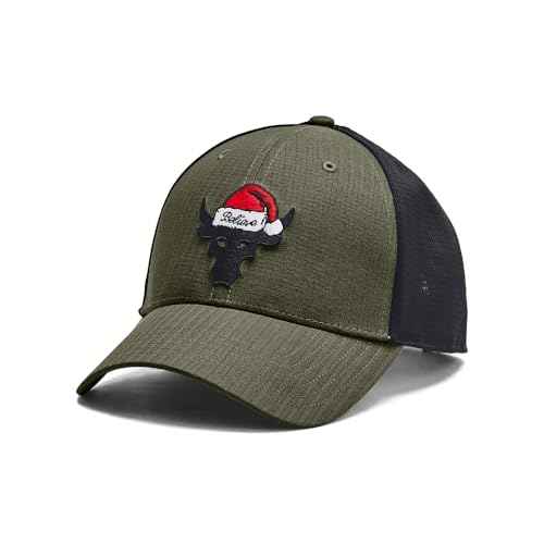 Under Armour Men's Project Rock Red One Trucker Hat, Marine OD Green/Black/Red, One Size Fits Most