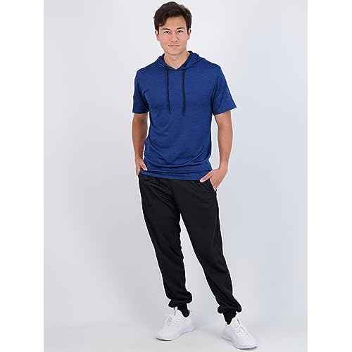 Real Essentials 3 Pack: Men's Dry Fit Short Sleeve Active Athletic Hoodie Pullover Sweatshirt (Available in Big & Tall)