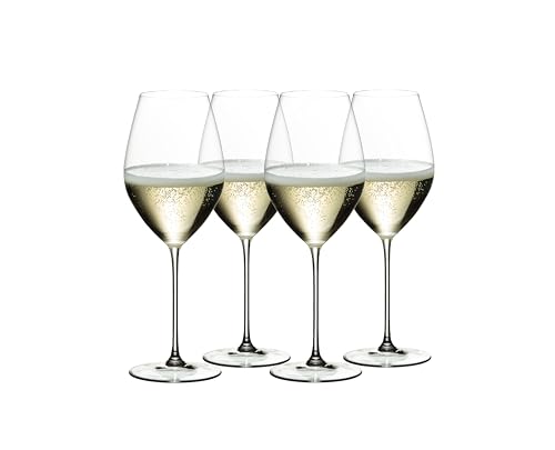 Riedel Veritas Champagne Wine Glasses, Set of 4 - Premium Crystal, Machine-Made, 16 oz, Dishwasher Safe – Enhances Aroma &...