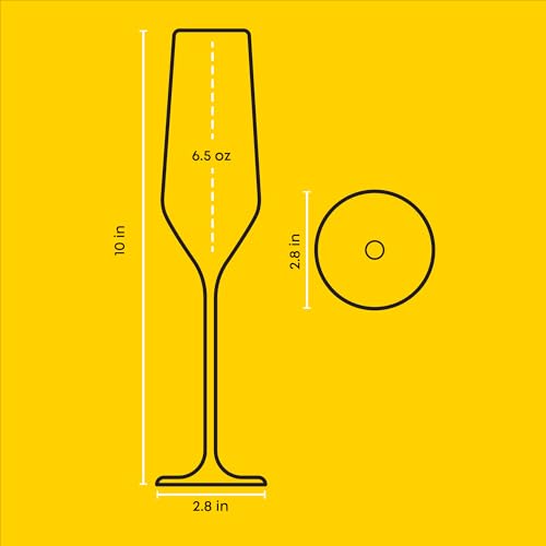 JoyJolt Champagne Glasses Layla Collection, Set of 4 – 6.7 oz Elegant Crystal Stemmed Champagne Flutes for Prosecco, Spark...