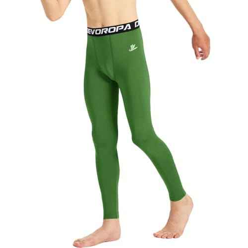 DEVOROPA Boys Leggings Quick Dry Youth Compression Pants Sports Tights Basketball Base Layer