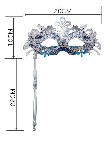 ANIMECOSER Masquerade Mask with Stick Elegant Handheld Venetian Masks for Prom Ball Mardi Gras Halloween Party Accessories