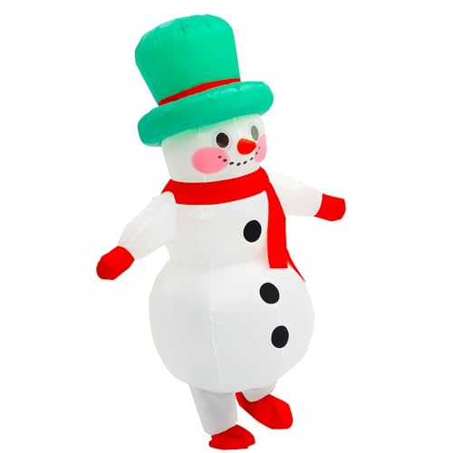 Rysotowy Inflatable Christmas Costume for Adults Funny Blow up Xmas Tree, Snowman, Santa Claus Costume Suit Xmas Outifit