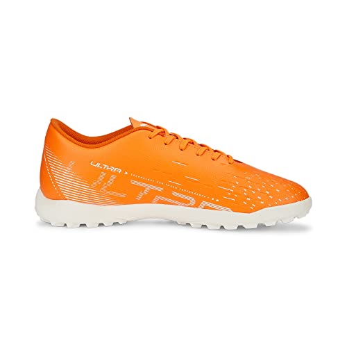 PUMA Mens Ultra Play Turf Trainer Soccer Cleats, Ultra Orange-PUMA Mens White-Blue Glimmer, 9