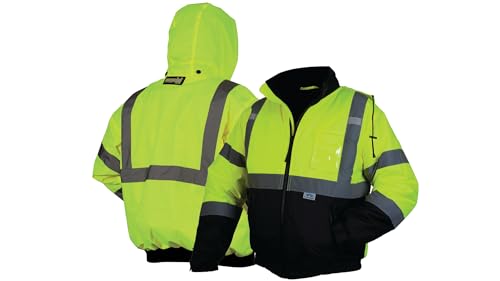 Pyramex RJ32 Series Waterproof Hi-Vis Orange Lime Bomber Jacket with Quilted Lining - Size Large