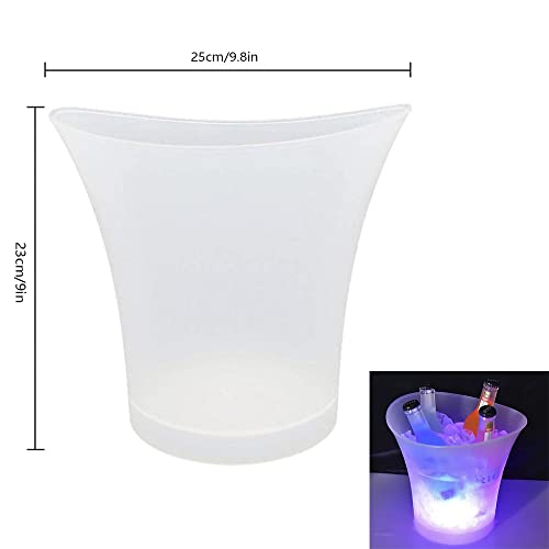 FIPASEN LED Ice Bucket, Regular 5L Large Capacity Lighted Ice Bucket with Automatic 7 Colors Changing for Party/Home/Bar/K...