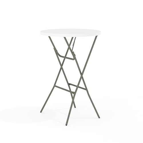 Flash Furniture Elon 32' Round Folding Bar Height Table for Parties and Commercial Events, Indoor/Outdoor Plastic Tall Rou...