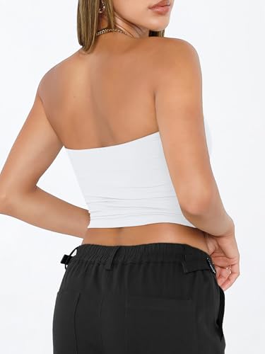 Trendy Queen Womens Tube Tops Strapless Crop Tops Basic Backless Sleeveless Going Out 2026 Spring Outfits Summer Clothes