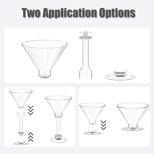 WUWEOT 60 Pack Plastic Martini Glasses, 5 Oz Tall Cocktail Glasses, Unbreakable Appetizer Dessert Cups Drinkware for Home ...