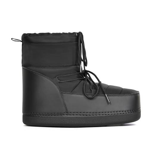 QLR Womens Winter Snow Boots Anti-Slip Ankle Booties with Warm Lining Lace-up Outdoor Shoes