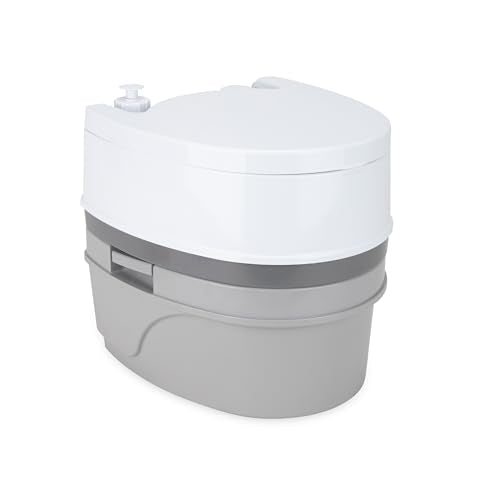 Camco RV Premium Travel Toilet - Features a 5.3-Gallon Detachable Holding Tank, Pump Flush Design & Spring-Loaded Latch (4...