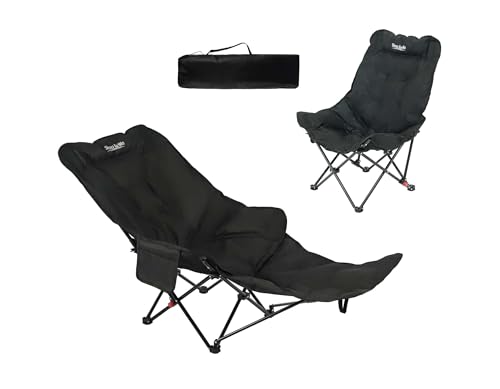 Dual Purpose Folding Camping Cot and Chair with Removable Footrest for Adults, Easy-to-Assemble Adjustable Sleeping Chair ...