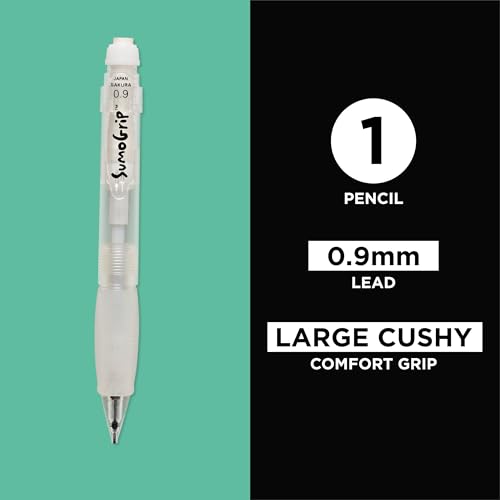 SAKURA 50280 SumoGrip 0.9-mm Pencil with Eraser, Clear
