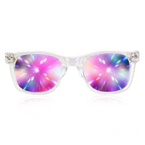 GloFX Ultimate Diffraction Glasses - Clear - 3D Prism Rainbow Effect - Great Edm, Festival, Concert, Fireworks, Christmas ...