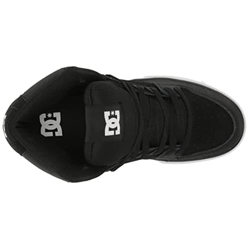 DC Men's Pure High Top WC Skate Shoes Black/Black/White 9