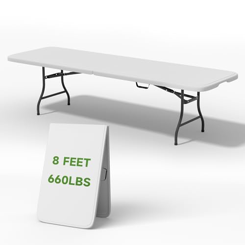 Ortus Collective Folding Table 8 Foot - Heavy Duty 660LBS Capacity, Sturdy & Foldable Design with Safety Lock - Portable T...