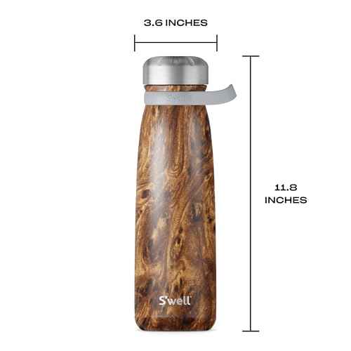 S'well Stainless Steel Traveler With Handle, 40oz, Teakwood, Triple Layered Vacuum Insulated Containers Keeps Drinks Cold for 60 Hours and Hot for 20, BPA Free, Easy Carrying On the Go