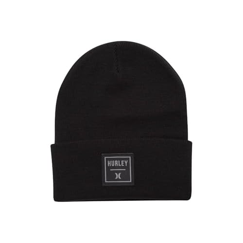 Hurley Men's Shifty Beanie - Lightweight Classic Double Layered Flat Knitted Bonnet Winter Hat for Men