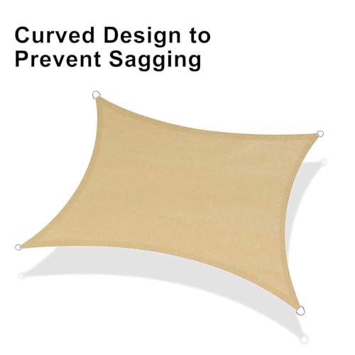 LOVE STORY 12' x 16' Rectangle Sun Shade Sail Canopy UV Block Sun Shade for Outdoor Patio Garden Backyard, Sand (We Make C...