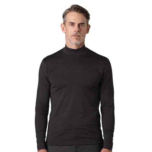 LAPASA Mens Thermal Underwear Top Fleece Mock Neck Long Sleeve Shirt Base Layer Undershirt Lightweight Midweight M102/M123