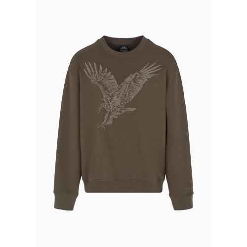 Armani Exchange Men's Embroidered Eagle Cotton Poly Interlock Fleece Sweatshirt