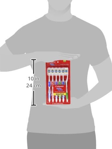 Colgate Extra Clean Toothbrush, Medium Toothbrush for Adults, 6 Count (Pack of 12)
