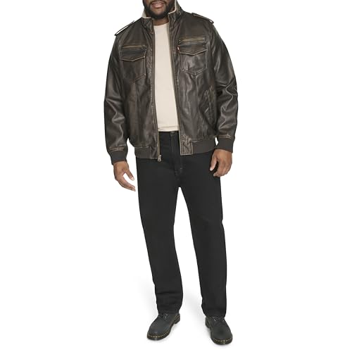 Levi's Men's Vintage Deer Faux Leather Aviator Bomber (Standard and Big & Tall)