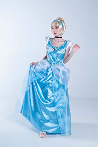 Disguise womens Cinderella Costume, Official Disney Princess Cinderella Deluxe Dress Adult Sized Costumes, Blue, Medium 8-10 US