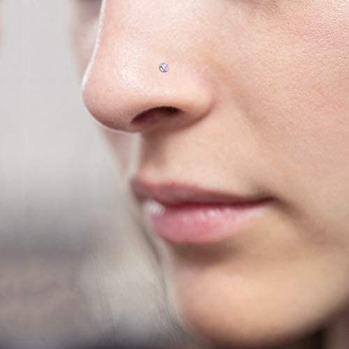 D.Bella 18G 20G Threadless Push in Nose Studs for Women Surgical Steel Straight Bar Nose Rings Studs 2mm 3mm 4mm Diamond CZ Nose