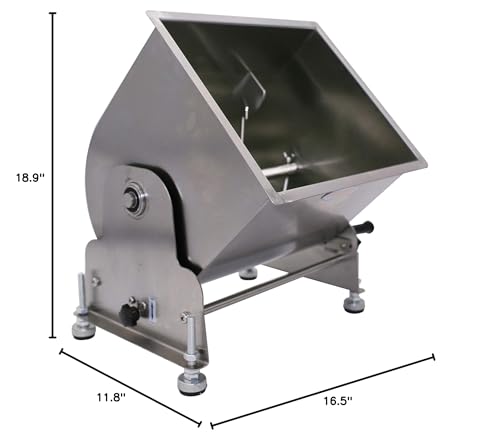 CMI Commercial Tilting Mixer Stainless Steel Manual Meat Mixers with Lid, 35Lb/20L Tilt Tank,(Mixing Maximum 35Lb for Meat),Sausage Mixer Machine Meat Processing Equipment(20L/35Lb-Tilt Tank(Gear))