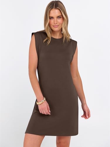 ANRABESS Summer Dresses for Women 2026 Casual Crewneck Sleeveless Split Wrinkle-Free Mini Dress Beach Vacation Short Sundress