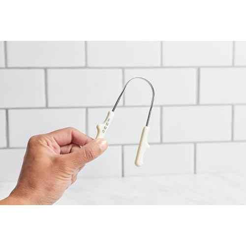 Fygg Stainless Steel Tongue Scraper with Cotton Storage Bag, Gentle Oral Care Tool for All Ages