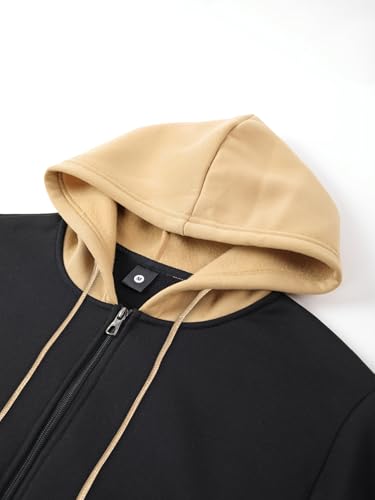 Men's Autumn Winter Colorblock Zipper Hoodie Jacket Top Colorblock Hat Sporty Travel Vacation Outdoor Commuting Camping