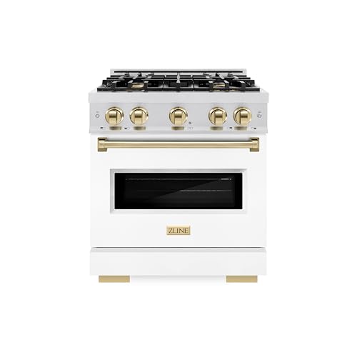 ZLINE Autograph Edition 30 in. 4.2 cu. ft. Classic Gas Range with 4 Burner Cooktop and Convection Gas Oven in Satin Stainl...