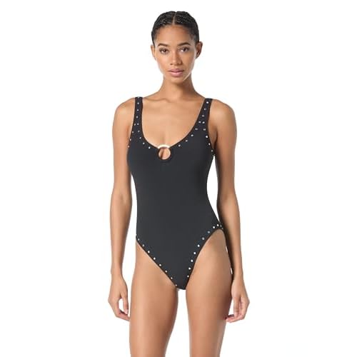 Michael Kors Swimwear Women's Crepe Solids Scoop Neck One Piece