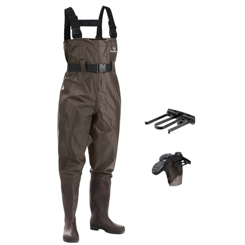 FISHINGSIR Fishing Waders for Men, 2-Ply Nylon/PVC Waterproof Women Chest Wader with Boots, Bootfoot Hunting Waders