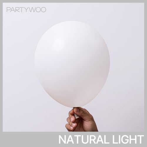 PartyWoo White Balloons 123pcs Different Sizes Pack of 18 12 10 5 Inch Matte White Latex Balloon Arch Kit Garland for Wedd...