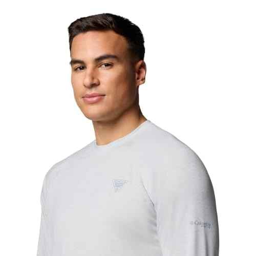 Columbia Mens PFG Uncharted Long Sleeve Shirt, Cool Grey Heather, Medium