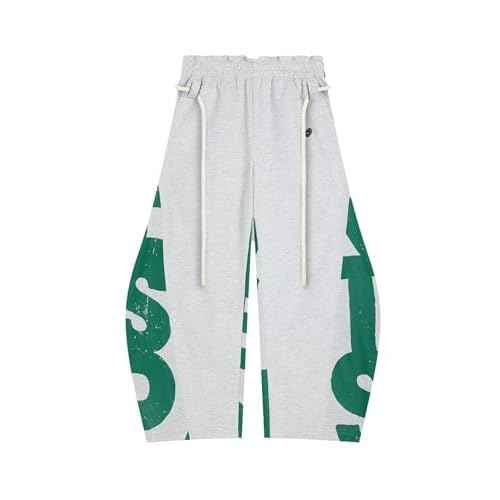 Aelfric Eden Print Baggy Barrel Sweatpants Wide Leg Pants for Women Men Casual Elastic Waist Unisex Graphic Lantern Trouser