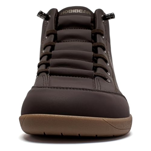 HOBIBEAR Leather Barefoot Boots Zero-Drop Wide Width Minimalist Shoes Unisex Mid Top Walking Boots