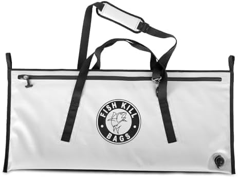 Fish Kill Bags Flat PVC Tarpaulin Insulated Fish Cooler Kill Bag for Fishing with Easy Grip and Carry Handles, 3 Sizes