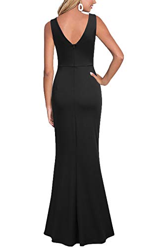 WOOSEA Women Sleeveless V Neck Split Evening Cocktail Long Dress