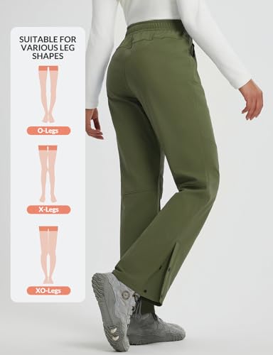 baleaf Women's Waterproof Pants Hiking Snow Fleece Lined Pockets Thermal Warm Insulated Softshell Ski